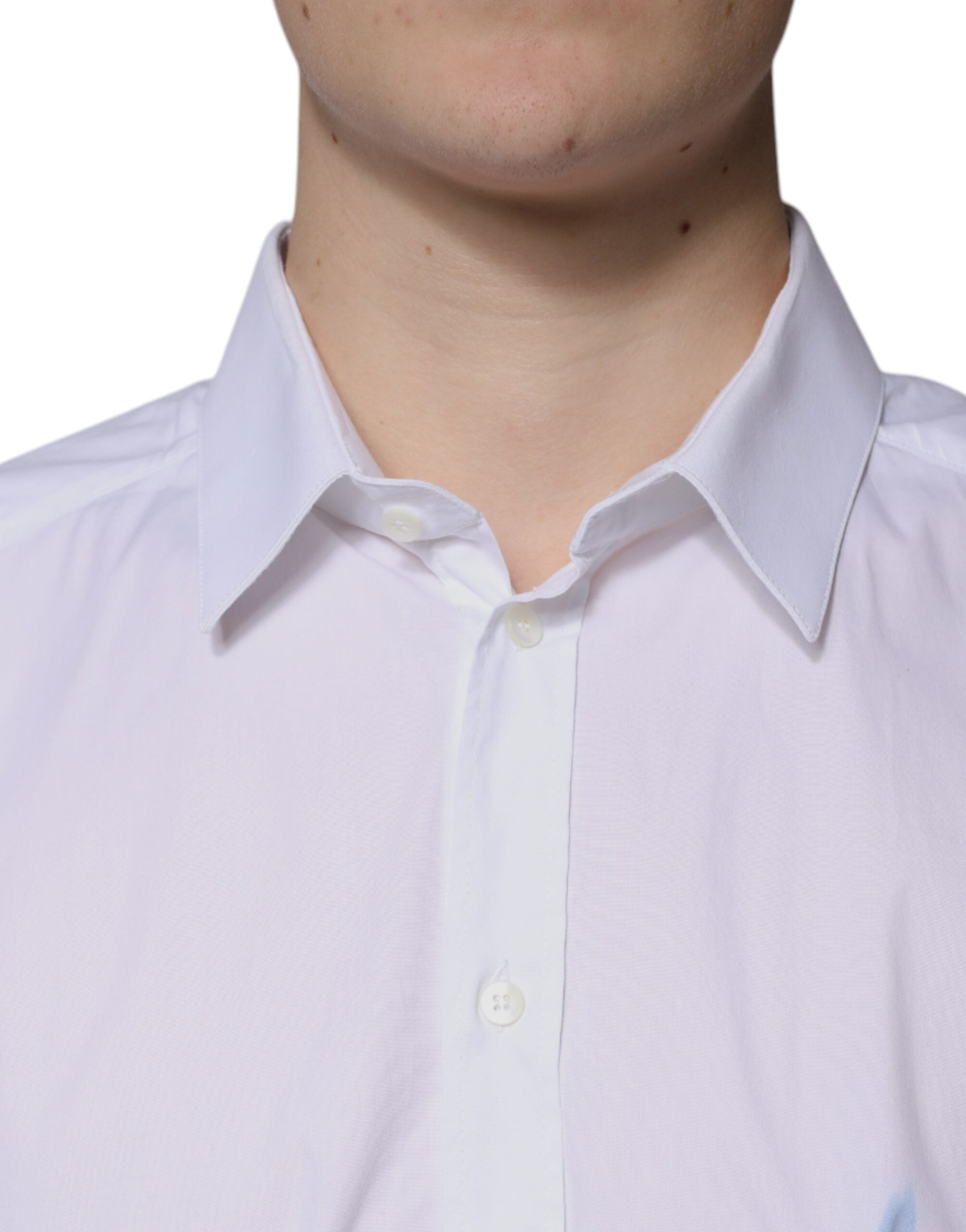 Dolce & Gabbana White cotton shirt with long sleeves GOLD